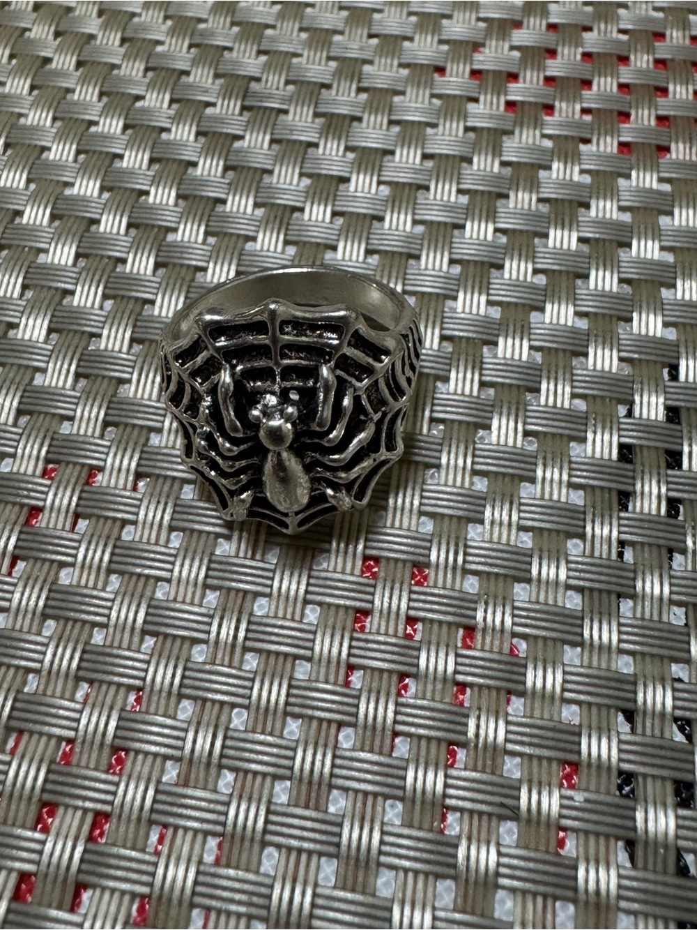 Silver Spider Web Men's Ring - Sterling Look